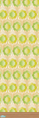 Sims 2 — Retro Wall 02 with Lightwood Trim by kittyispretty69 — Part of a set of four walls (wallpaper and matching paint