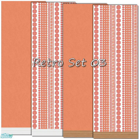 Sims 2 — Retro Wall Set 03 by kittyispretty69 — A set of four walls (wallpaper and matching paint walls) in two styles