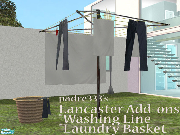 Sims 2 — Lancaster additions Washing Line & Laundry Basket by Padre — A bit worn, this laundry has a lived in feel.