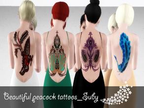 Sims 3 — BeautifulPeacockTattoos by mao45872 — This is a Beautiful peacock tattoo set,Contains 4 kinds of tattoo