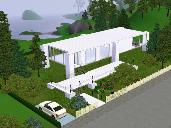 Sims 3 — Modern Flat by happybug272 — Taking inspiration from the Farnsworth House, this lovely flat is perfect for your