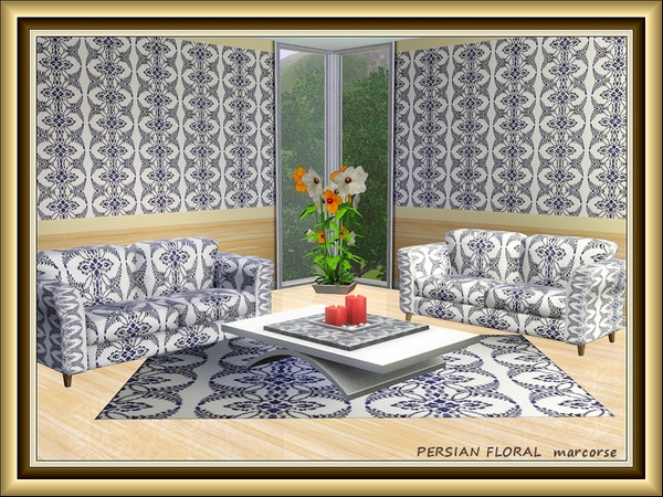 Sims 3 — Persian Floral pattern by marcorse — A striking Persian-style floral, vertical pattern