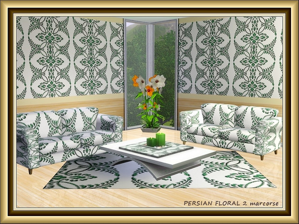 Sims 3 — Persian Floral 2 pattern by marcorse — A floral, vertical pattern with a Moorish influence.