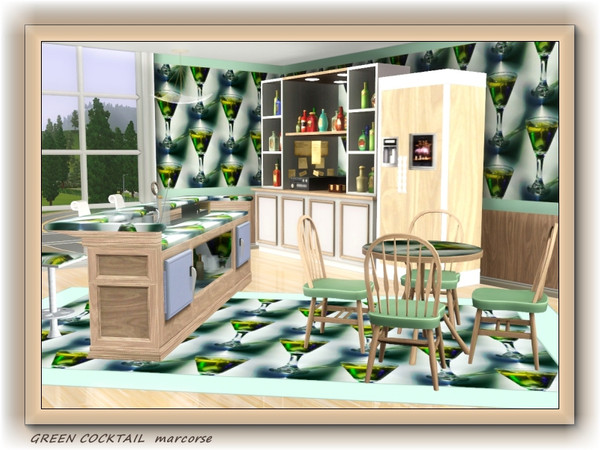 Sims 3 — Green Cocktail pattern by marcorse — This repeated pattern features a rather lethal looking green cocktail in a