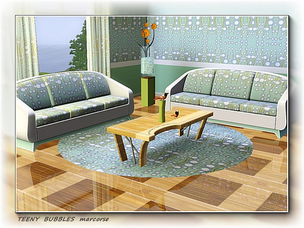 Sims 3 — Teeny Bubbles pattern by marcorse — Teeny-tiny bubbles, random lines and larger bubbles - in a regular repeat