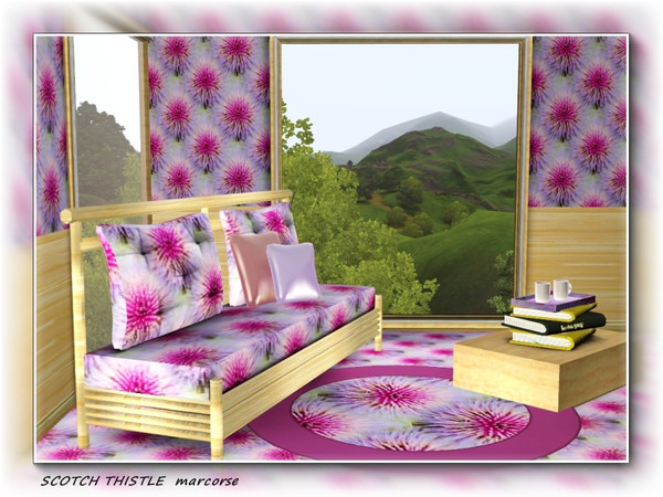 Sims 3 — Scotch Thistle pattern by marcorse — Pretty but not very popular, this is the flower of the Scotch Thistle, with