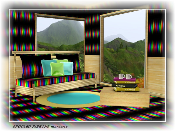 Sims 3 — Spooled Ribbons pattern by marcorse — This bright and dark combination resembles spools of narrow ribbon, lined