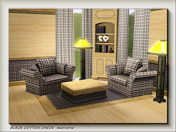 Sims 3 — Black Cotton Check pattern by marcorse — A simple cotton check pattern in black and grey