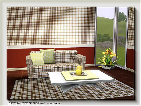 Sims 3 — Cotton Check Brown pattern by marcorse — Overcheck cotton gingham in brown