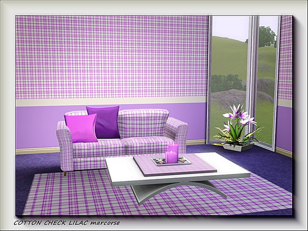 Sims 3 — Cotton Check Lilac pattern by marcorse — Overcheck cotton gingham in lilac