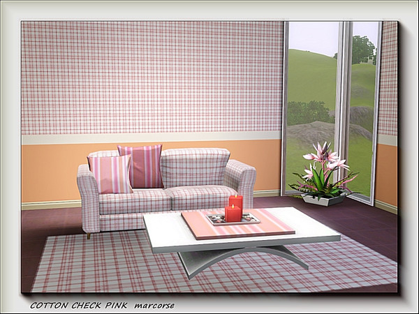 Sims 3 — Cotton Check Pink pattern by marcorse — Overcheck cotton gingham in pink