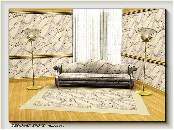 Sims 3 — Designer Spots pattern by marcorse — Coloured pin spots and style lines in pastel colours including yellow, pink