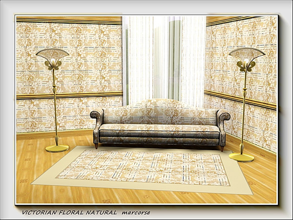Sims 3 — Victorian Floral Natural pattern by marcorse — A vertical floral pattern overlaid on a background of horizontal