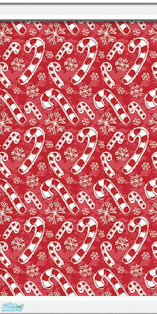 Sims 2 — Xmas Canes And Flakes by Henwen — A wall made from Christmas wrap. Can be used for vacation lots, houses, shops