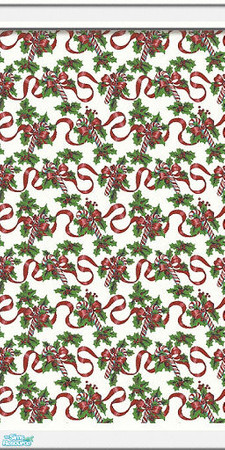 Sims 2 — Xmas Canes by Henwen — A wall made from Christmas wrap. Can be used for vacation lots, houses, shops or hotels.
