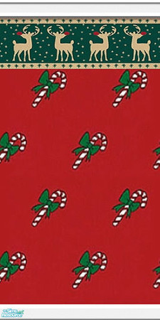 Sims 2 — Xmas Deer And Canes by Henwen — A wall made from Christmas wrap. Can be used for vacation lots, houses, shops or