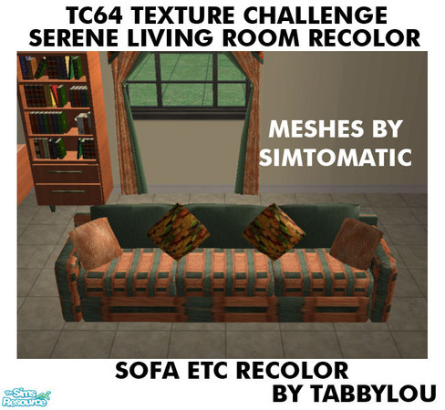 Sims 2 — TL - TC64 Serene Living Rm Sofa Etc by TabbyLou — Sofa, Loveseat & Chair for Recolor of Simtomatic\'s Serene
