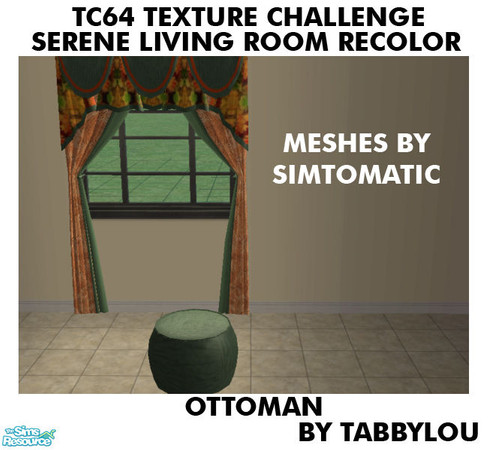 Sims 2 — TL - TC64 Serene Living Rm Ottoman by TabbyLou — Ottoman (use as coffee table) for Recolor of Simtomatic\'s