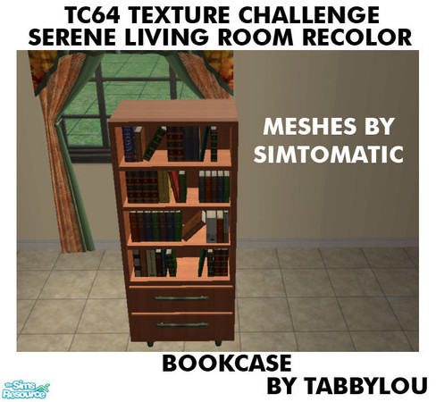 Sims 2 — TL - TC64 Serene Living Rm Bookcase by TabbyLou — Bookcase for Recolor of Simtomatic\'s Serene Living Room