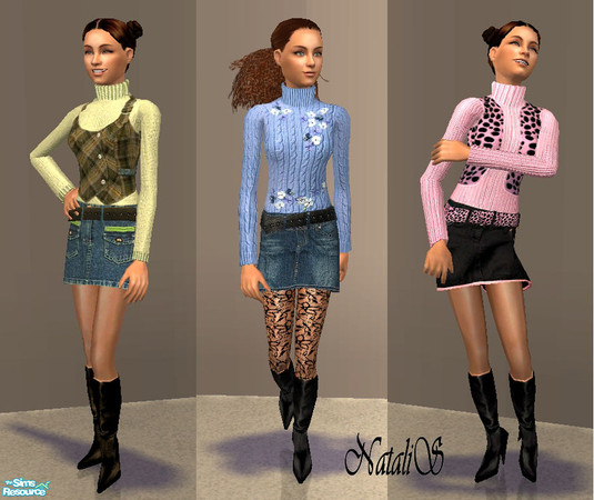 Sims 2 — NS casual teen collection-5. by Natalis — Casual clothes for teenagers- a skirt and a sweater.