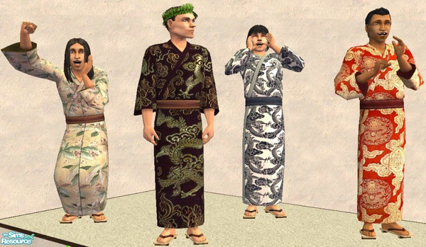 Sims 2 — Kimono set 1 - adult males by Nocommente — You must have Bon Voyage. Here are some new kimonos for your adult