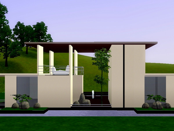 Sims 3 — One Bamboo by element902 — Minimal and modern Open kitchen/sitting area, one bedroom and bath, living room,