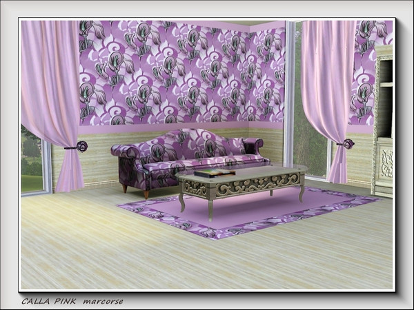 Sims 3 — Calla Pink pattern by marcorse — Calla lilies on a pink textured background.