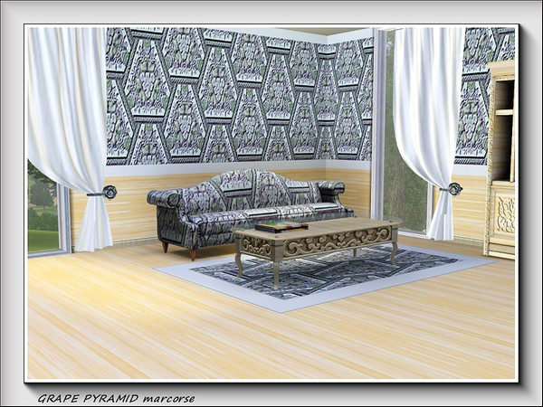 Sims 3 — Grape Pyramid pattern by marcorse — A stone textured, interlocking pyramid design with a grape motif