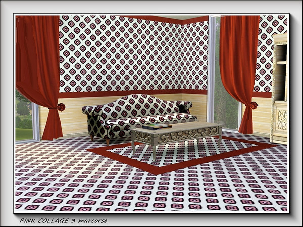 Sims 3 — Pink Collage pattern 3 by marcorse — A square and circle design in the collage pattern colours of pink and beige