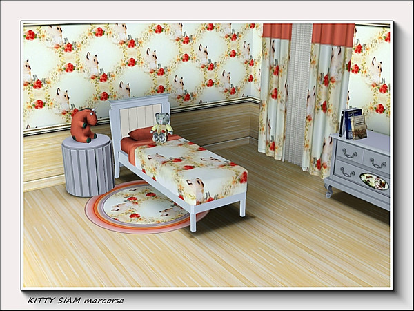 Sims 3 — Kitty Siam pattern by marcorse — This design featuring a little Siamese kitten in a field of flowers makes a