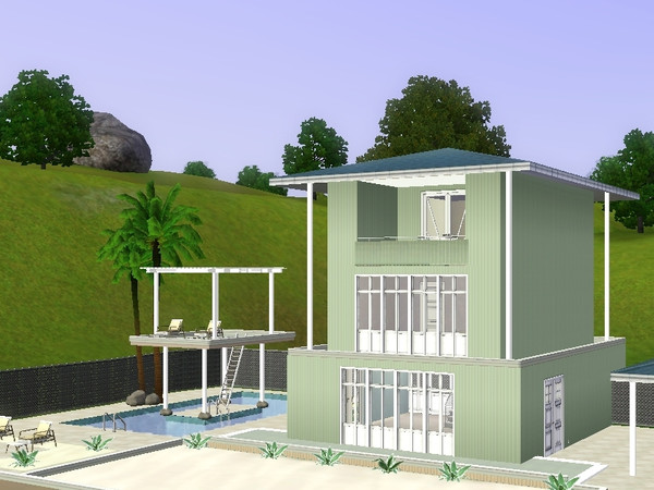 Sims 3 — Beach Stack by element902 — Three level beach home. Open kitchen, dining, living areas. One and a half bath, one