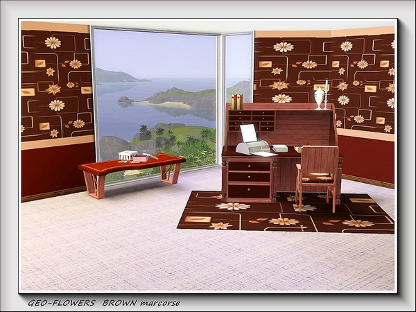 Sims 3 — Geo-Flowers Brown pattern by marcorse — More flowers and shapes in a beige on brown pattern