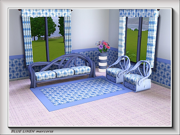 Sims 3 — Blue Linen pattern by marcorse — A linen print in blue and white.