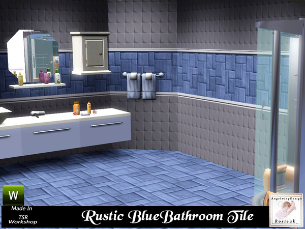 Sims 3 — Rustic Blue Bathroom Wall Tile by Rosieuk — Rustic blue and gray bathroom wall tile, this would grace any sim's