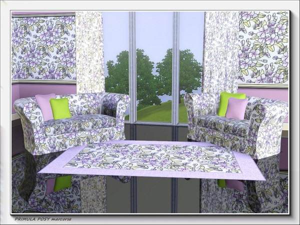 Sims 3 — Primula Posy pattern by marcorse — Primula posies in a regular repeat pattern on a recolourable background.