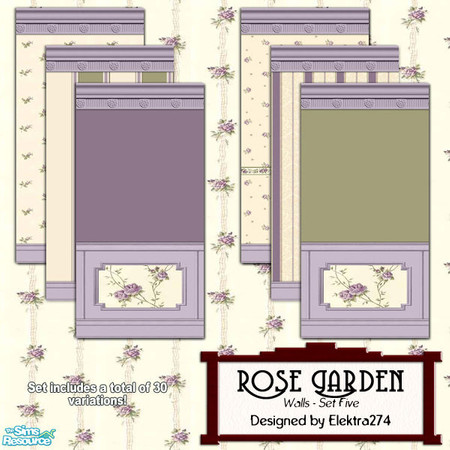Sims 2 — Rose Garden Walls, Set 5 by elektra274 — 5 of 12 wall sets designed to coordinate with my \"Rose