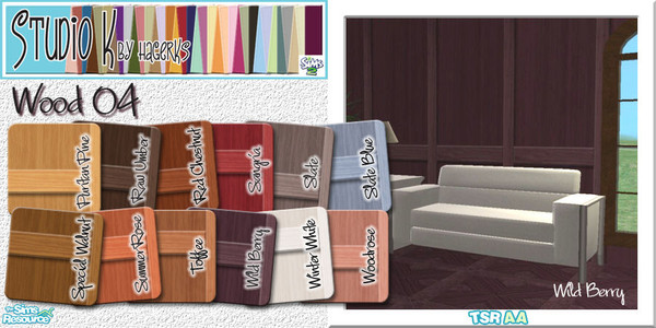 Sims 2 — Studio K Wood 04_03 by StudioKhagerks — 25-36 of 36 colors. A simple paneling with trimwork in a lighter shade.