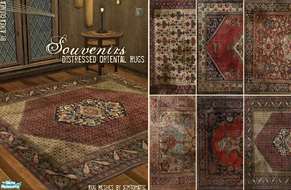 Sims 2 — Souvenirs - Distressed Oriental Rugs by aikea_guinea — Distressed oriental rug recolors of simtomatic\'s
