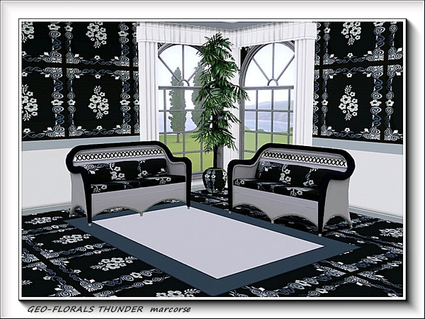 Sims 3 — Geo-florals Thunder pattern by marcorse — Thunder clouds might be gathering but this pattern has enough light to