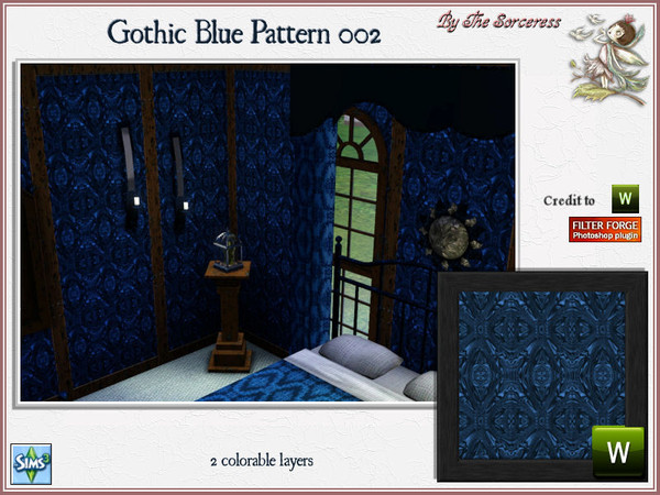 Sims 3 — JJs Gothic Blue Pattern 002 by thesorceress — For the more Gothic Halloweeners a pattern set that contains 6