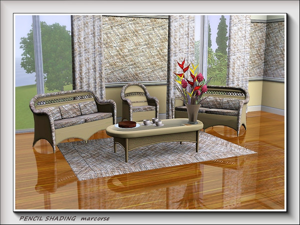 Sims 3 — Pencil Shading pattern by marcorse — All-over brown pencil shading in a crosshatch design.
