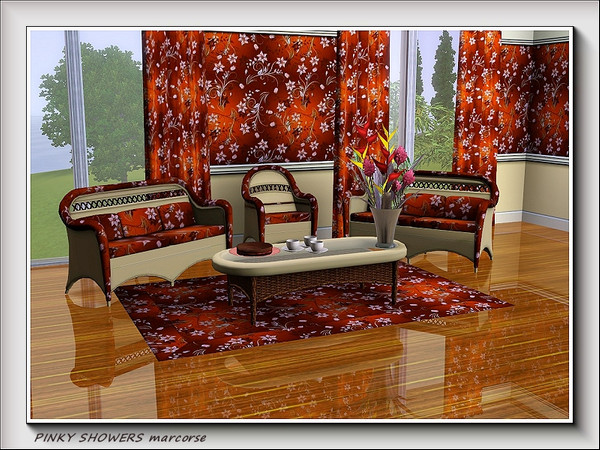 Sims 3 — Pinky Showers pattern by marcorse — Showers of flowers sprays in a pink/beige on an illuminated brown backing.