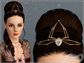 Sims 3 — Spider  tiara by BEO — Tiara in the form of a spider in 4 variants. Recolorable 3 canals.