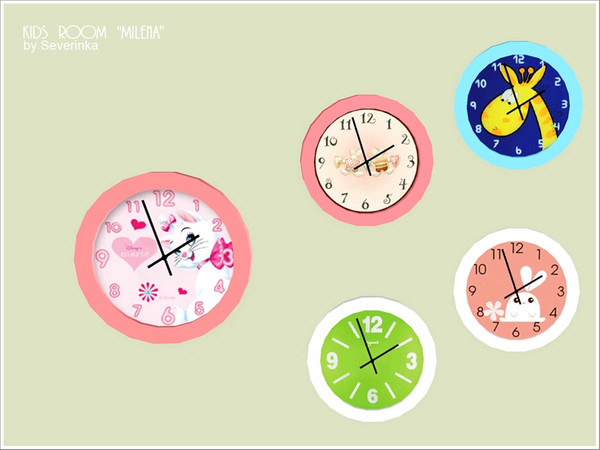 Sims 3 — Clock wall kids Milena by Severinka_ — Created by Severinka, Kids wall clock with funny pictures. 5 types of