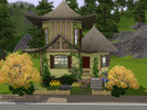 Sims 3 — Fairy Cottage by Kath616 — A cute little fairy cottage with crackled yellow walls covered in ivy. One bed, one