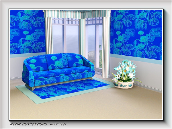 Sims 3 — Neon Buttercups pattern by marcorse — Put on your sunnies! This bright neon floral pattern won't be for