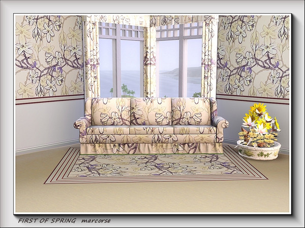 Sims 3 — First of Spring pattern by marcorse — The first blossoms of spring on bare branches in neutral tonings.