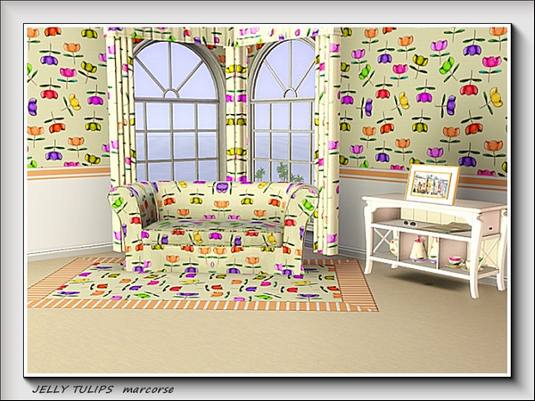 Sims 3 — Jelly Tulips pattern by marcorse — Not sure why this style is referred to as 'jelly', but the little rainbow