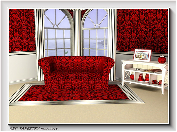 Sims 3 — Red Tapestry pattern by marcorse — A rich, complex tapestry in a deep, bright red.