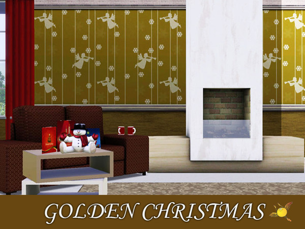 Sims 3 — evi Golden Christmas3 by evi — One of a set of Christmas patterns deco. It is recolorable